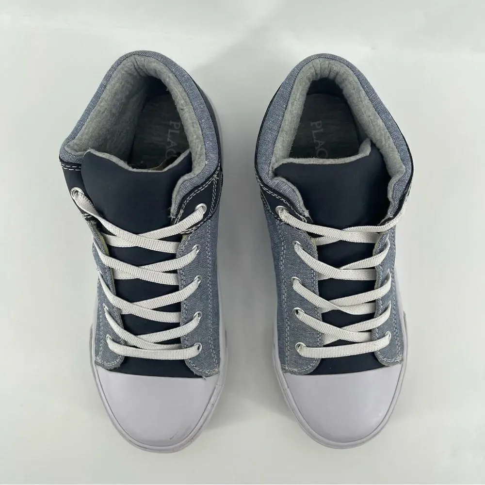 The Children’s Place Boy’s Blue Chambray Denim Mid Top Platform Sneakers Size 6